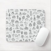 Niedliche handgezeichnet Doodles in Schwarzweiß Mousepad (Mit Mouse)
