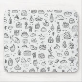 Niedliche handgezeichnet Doodles in Schwarzweiß Mousepad (Vorne)
