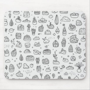 Niedliche handgezeichnet Doodles in Schwarzweiß Mousepad