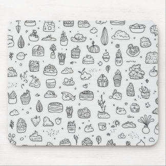 Niedliche handgezeichnet Doodles in Schwarzweiß Mousepad