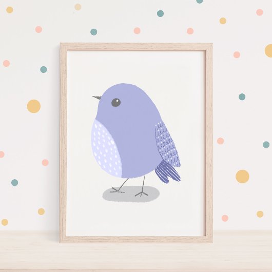 Niedliche handGezeichnet Lavender Bird Kinderzimme Poster