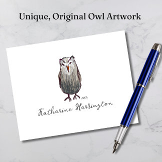 Niedliche handGezeichnet Owl Whimsical Monogram Wi