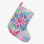 Niedliche handgezeichnet PastelBlume Großer Weihnachtsstrumpf (Vorderansicht (hängend))