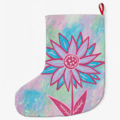 Niedliche handgezeichnet PastelBlume Großer Weihnachtsstrumpf (Rückseite)