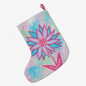 Niedliche handgezeichnet PastelBlume Großer Weihnachtsstrumpf (Rückseite (Hängend))
