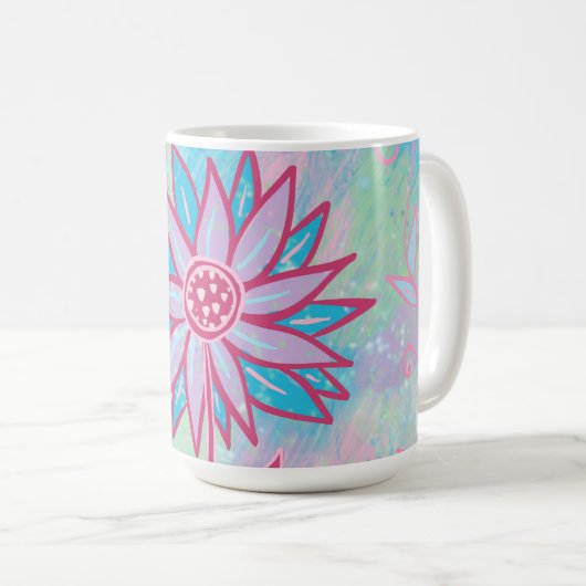 Niedliche handgezeichnet PastelBlume Kaffeetasse (VorderseiteRechts)