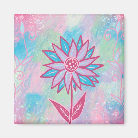 Niedliche handgezeichnet PastelBlume Magnet (Vorne)