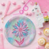 Niedliche handgezeichnet PastelBlume Pappteller (Party)