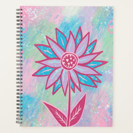 Niedliche handgezeichnet PastelBlume Planer (Vorderseite)