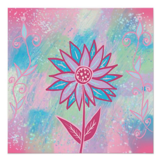 Niedliche handgezeichnet PastelBlume Poster (Vorderseite)