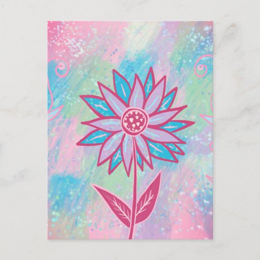 Niedliche handgezeichnet PastelBlume Postkarte (Vorderseite)