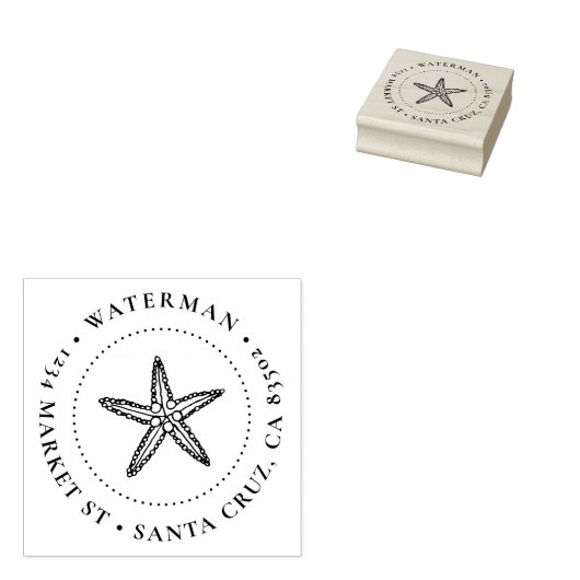 Niedliche handgezeichnet Starfish-Rücksendeadresse Gummistempel (Stempel)