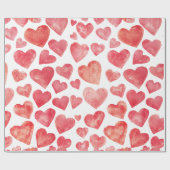 Niedliche handgezeichnet Wasserfarbenrote Herzen Geschenkpapier (Flach)