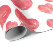 Niedliche handgezeichnet Wasserfarbenrote Herzen Geschenkpapier (Rolleneckpunkt)