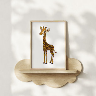 Niedliche handgezeichnete Giraffen-Kinderzimmer-Ku Poster