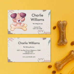 Niedliche Handgezeichnete Haustiere Sitter Dog Wal Visitenkarte