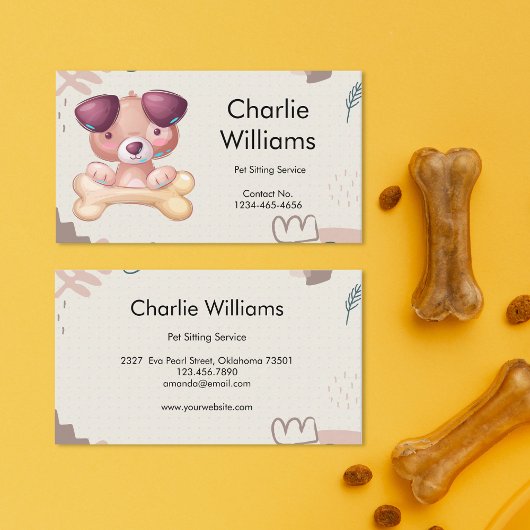 Niedliche Handgezeichnete Haustiere Sitter Dog Wal Visitenkarte