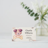 Niedliche Handgezeichnete Haustiere Sitter Dog Wal Visitenkarte (Stehend Vorderseite)