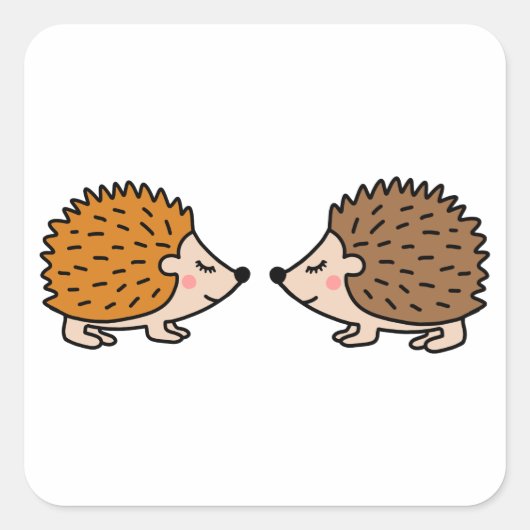 Niedliche handgezeichnete Igel in Liebe Quadratischer Aufkleber (Vorderseite)