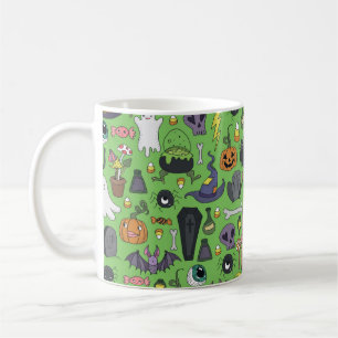 Niedliche handgezeichnete nahtlose Muster mit nied Kaffeetasse