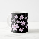 Niedliche handgezeichnete Pastell-Blume Tasse Kaff (Vorderseite Links)