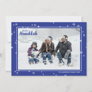 Niedliche handgezeichnete Sterne Happy Hanukkah Fa Feiertagskarte