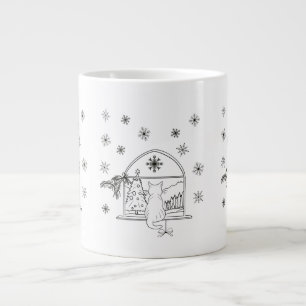 Niedliche handgezeichnete Weihnachtsfeiertagskatze Jumbo-Tasse