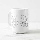 Niedliche handgezeichnete Weihnachtsfeiertagskatze Kaffeetasse (Vorderseite Links)