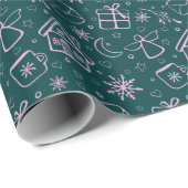 Niedliche Handgezeichnete Weihnachtsmuster Geschenkpapier (Rolleneckpunkt)