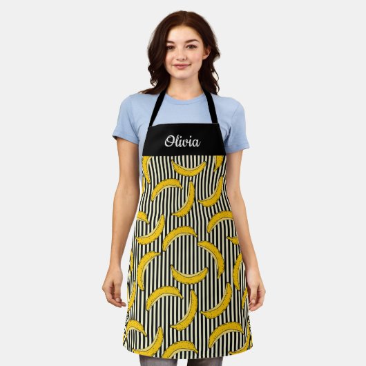 Niedliche handgezogene Banane, Schürze von benutze (Getragen)