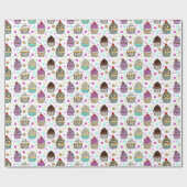 Niedliche handgezogene Cupcakes Whimsical Geburtst Geschenkpapier (Flach)