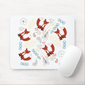 Niedliche, handgezogene Foxhörnchen in Gelb-Blau-R Mousepad (Mit Mouse)