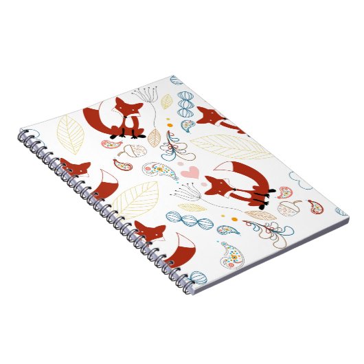 Niedliche, handgezogene Foxhörnchen in Gelb-Blau-R Notizblock (Rechte Seite)