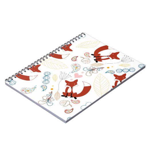 Niedliche, handgezogene Foxhörnchen in Gelb-Blau-R Notizblock (Linke Seite)