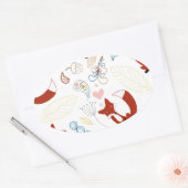 Niedliche, handgezogene Foxhörnchen in Gelb-Blau-R Ovaler Aufkleber (Umschlag)