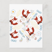 Niedliche, handgezogene Foxhörnchen in Gelb-Blau-R Postkarte (Vorderseite)