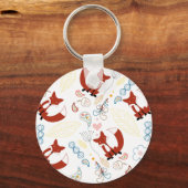 Niedliche, handgezogene Foxhörnchen in Gelb-Blau-R Schlüsselanhänger (Vorderseite)