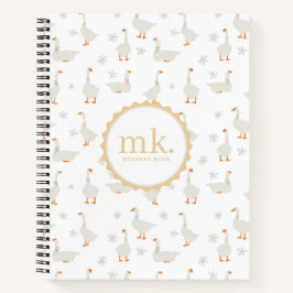 Niedliche, handgezogene Gänse und Milchmähnen Baby Notizblock