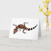 Niedliche handgezogene GECKO- Erhaltung - Natur Karte (Gelbe Blume)