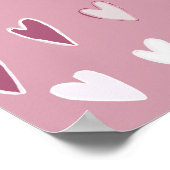 Niedliche Handgezogene Herzen Rosa Weiß Poster (Ecke)