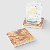 Niedliche, handgezogene Lemon-Scheiben Steinuntersetzer (Seitenansicht)