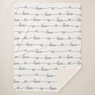 Niedliche handgezogene Liebe Nahtloses Muster Sherpadecke