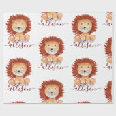 Niedliche handgezogene Löwe personalisierte Kinder Geschenkpapier (Flach)