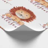 Niedliche handgezogene Löwe personalisierte Kinder Geschenkpapier (Ecke)