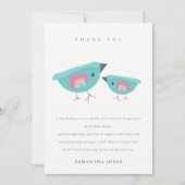 Niedliche Handgezogene Regenbogen Blue Birdy Baby Dankeskarte (Vorderseite)