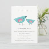 Niedliche Handgezogene Regenbogen Blue Birdy Baby  Einladung (Stehend Vorderseite)