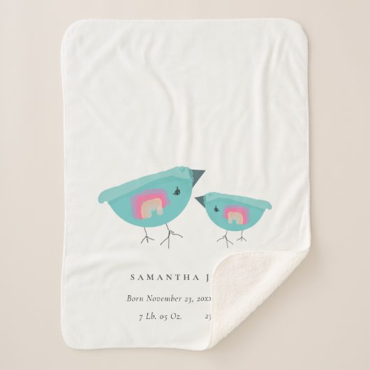 Niedliche Handgezogene Regenbogenblume Birdy Baby Sherpadecke (Vorderseite)