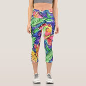 Niedliche handgezogene Schmetterlinge im Grünen Capri Leggings (Vorderseite)