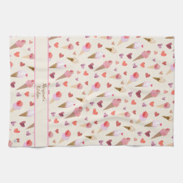 Niedliche handIllustrierte Wasserfarbe Eiscreme Geschirrtuch