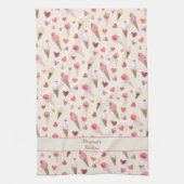 Niedliche handIllustrierte Wasserfarbe Eiscreme Geschirrtuch (Vertikal)